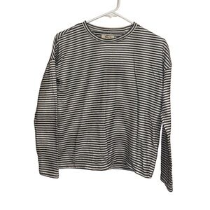 NWOT Madewell Crewneck Striped Sweater Light greenish gray and white XS